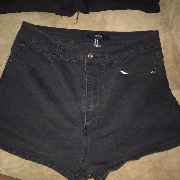 two pairs of black high waisted shorts, size 7/8 - Picture 2 of 2